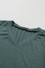 Load image into Gallery viewer, Mist Green Fashion Petal Sleeve V Neck T Shirt - Fashion Queen -  15
