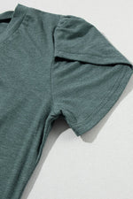 Load image into Gallery viewer, Mist Green Fashion Petal Sleeve V Neck T Shirt - Fashion Queen -  16
