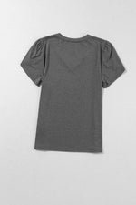Load image into Gallery viewer, Mist Green Fashion Petal Sleeve V Neck T Shirt - Fashion Queen -  20
