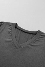 Load image into Gallery viewer, Mist Green Fashion Petal Sleeve V Neck T Shirt - Fashion Queen -  21
