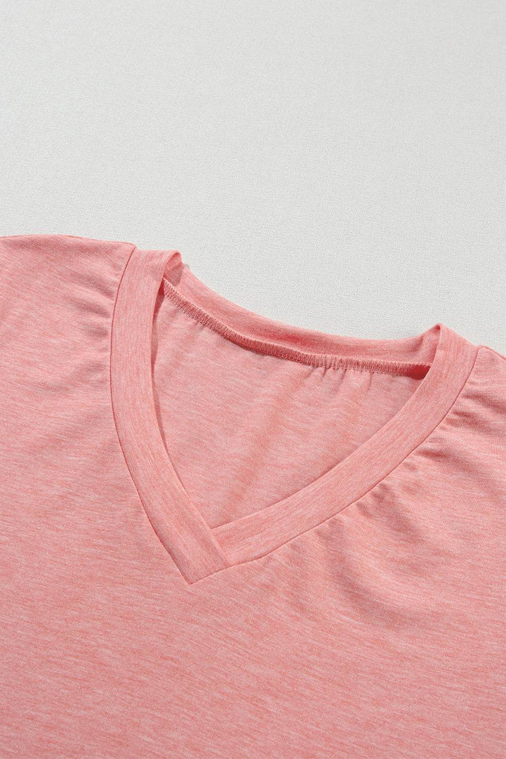 Mist Green Fashion Petal Sleeve V Neck T Shirt - Fashion Queen -  25