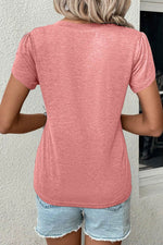Load image into Gallery viewer, Mist Green Fashion Petal Sleeve V Neck T Shirt - Fashion Queen -  8
