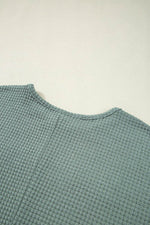 Load image into Gallery viewer, Mist Green Lace Patchwork Waffle Short Sleeve Top - Fashion Queen -  13
