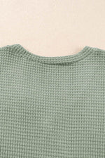 Load image into Gallery viewer, Mist Green V Neck Petal Sleeve Waffle Knit T-Shirt - Fashion Queen -  11
