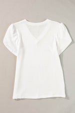 Load image into Gallery viewer, Mist Green V Neck Petal Sleeve Waffle Knit T-Shirt - Fashion Queen -  19
