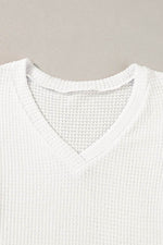 Load image into Gallery viewer, Mist Green V Neck Petal Sleeve Waffle Knit T-Shirt - Fashion Queen -  20
