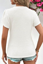 Load image into Gallery viewer, Mist Green V Neck Petal Sleeve Waffle Knit T-Shirt - Fashion Queen -  5
