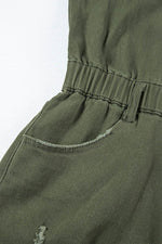 Load image into Gallery viewer, Moss Green Distressed Frayed Denim Romper - Fashion Queen -  16
