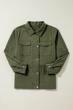 Load image into Gallery viewer, Moss Green Snap Button Zipper Tight Waist Collared Jacket - Fashion Queen -  5
