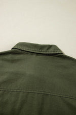 Load image into Gallery viewer, Moss Green Snap Button Zipper Tight Waist Collared Jacket - Fashion Queen -  6
