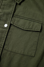 Load image into Gallery viewer, Moss Green Snap Button Zipper Tight Waist Collared Jacket - Fashion Queen -  7
