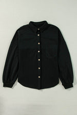 Load image into Gallery viewer, Moss Green Waffle Knit Patchwork Buttoned Oversized Shacket - Fashion Queen -  7
