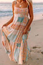 Load image into Gallery viewer, Multicolor Boho Patchwork Print Square Neck Sundress - Fashion Queen -  1
