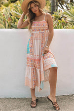Load image into Gallery viewer, Multicolor Boho Patchwork Print Square Neck Sundress - Fashion Queen -  11
