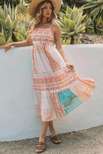 Load image into Gallery viewer, Multicolor Boho Patchwork Print Square Neck Sundress - Fashion Queen -  12
