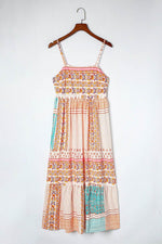 Load image into Gallery viewer, Multicolor Boho Patchwork Print Square Neck Sundress - Fashion Queen -  14
