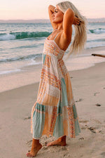 Load image into Gallery viewer, Multicolor Boho Patchwork Print Square Neck Sundress - Fashion Queen -  2
