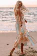 Load image into Gallery viewer, Multicolor Boho Patchwork Print Square Neck Sundress - Fashion Queen -  4
