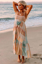 Load image into Gallery viewer, Multicolor Boho Patchwork Print Square Neck Sundress - Fashion Queen -  5
