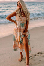 Load image into Gallery viewer, Multicolor Boho Patchwork Print Square Neck Sundress - Fashion Queen -  6
