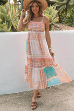 Load image into Gallery viewer, Multicolor Boho Patchwork Print Square Neck Sundress - Fashion Queen -  7
