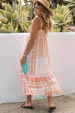 Load image into Gallery viewer, Multicolor Boho Patchwork Print Square Neck Sundress - Fashion Queen -  8
