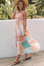 Load image into Gallery viewer, Multicolor Boho Patchwork Print Square Neck Sundress - Fashion Queen -  9
