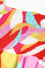 Load image into Gallery viewer, Multicolor Geometric Print Smocked Babydoll Mini Dress - Fashion Queen -  12
