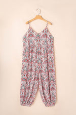 Load image into Gallery viewer, Multicolour Plus Size Paisley Print Sleeveless V Neck Jogger Jumpsuit - Fashion Queen -  12
