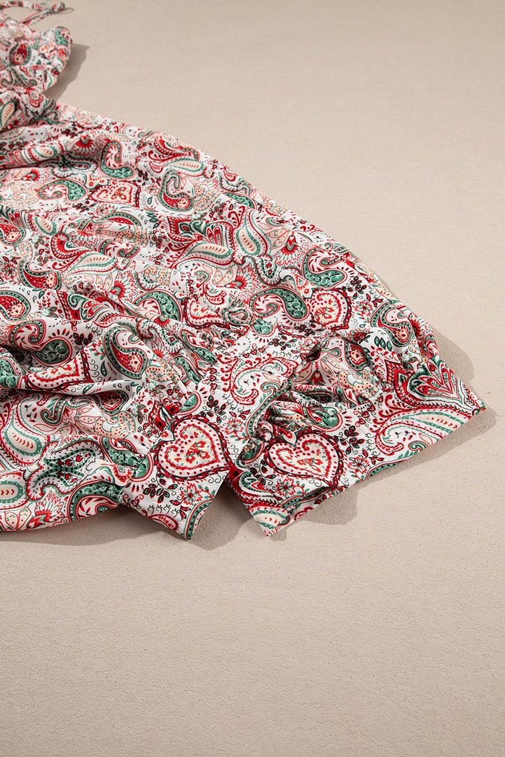 Multicolour Plus Size Paisley Print Sleeveless V Neck Jogger Jumpsuit - Fashion Queen -  18