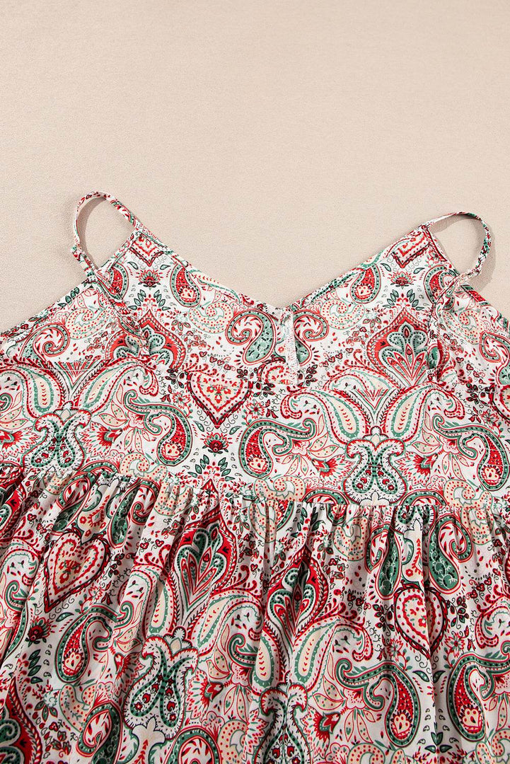 Multicolour Plus Size Paisley Print Sleeveless V Neck Jogger Jumpsuit - Fashion Queen -  19