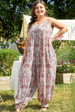 Load image into Gallery viewer, Multicolour Plus Size Paisley Print Sleeveless V Neck Jogger Jumpsuit - Fashion Queen -  5
