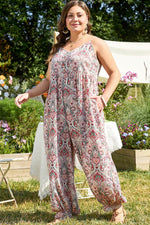 Load image into Gallery viewer, Multicolour Plus Size Paisley Print Sleeveless V Neck Jogger Jumpsuit - Fashion Queen -  6
