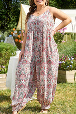 Load image into Gallery viewer, Multicolour Plus Size Paisley Print Sleeveless V Neck Jogger Jumpsuit - Fashion Queen -  7
