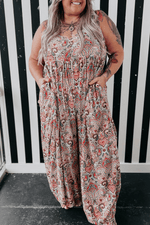 Load image into Gallery viewer, Multicolour Plus Size Paisley Print Sleeveless V Neck Jogger Jumpsuit - Fashion Queen -  8
