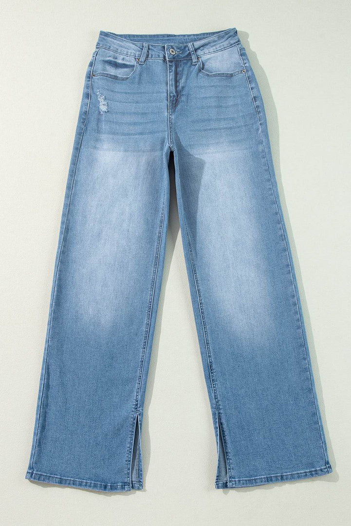Myosotis High Rise Shift Slit Leg Straight Jeans - Fashion Queen -  4