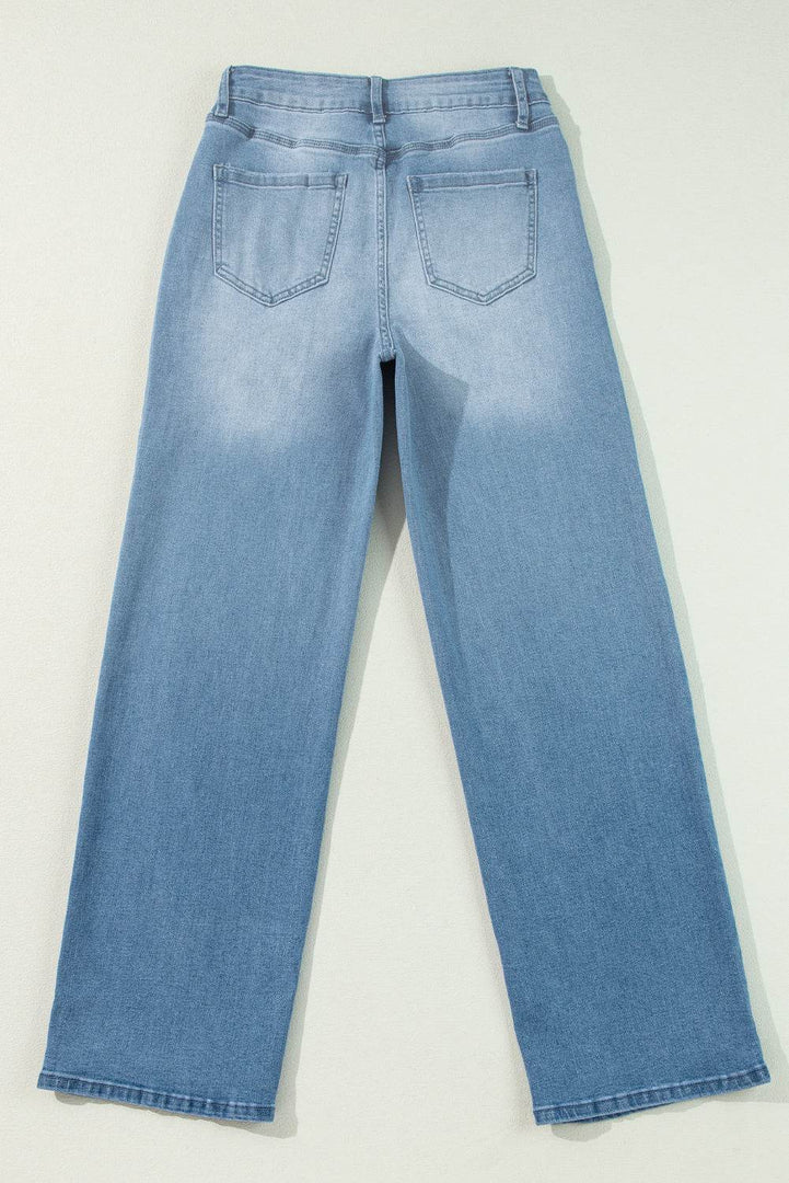Myosotis High Rise Shift Slit Leg Straight Jeans - Fashion Queen -  5