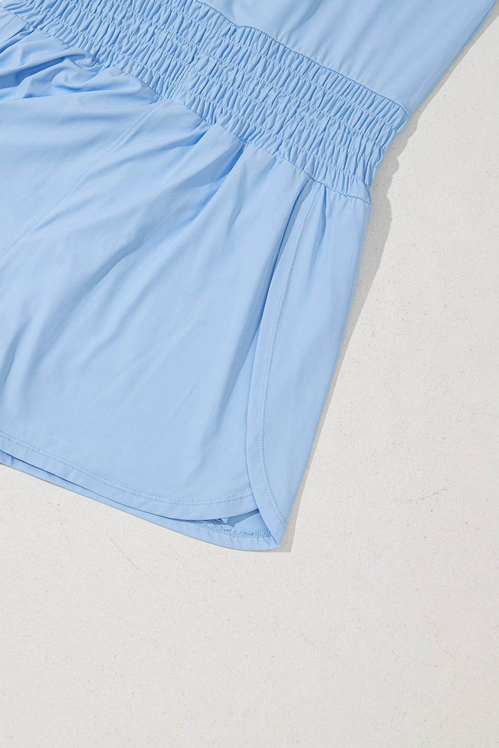 Myosotis Plain Sleeveless Loop Drawstring Cinched Waist Romper - Fashion Queen -  10