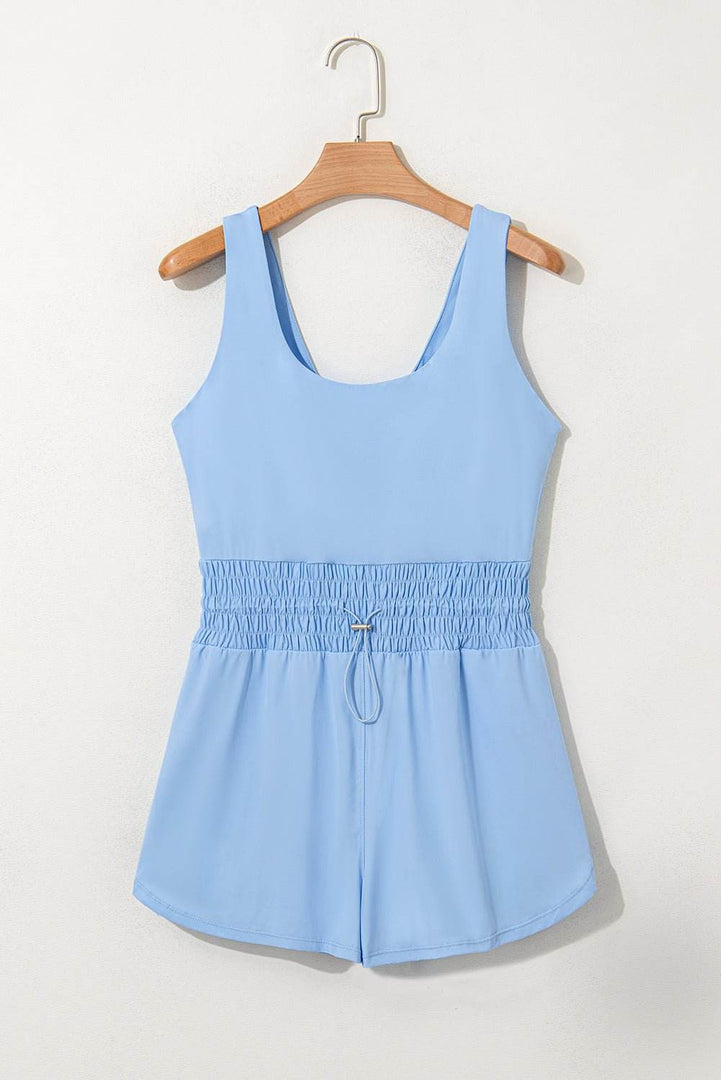 Myosotis Plain Sleeveless Loop Drawstring Cinched Waist Romper - Fashion Queen -  4