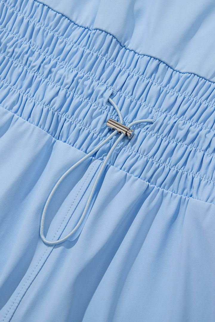 Myosotis Plain Sleeveless Loop Drawstring Cinched Waist Romper - Fashion Queen -  8