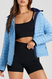 Myosotis Solid Color Quilted Zip-up Puffer Jacket - Fashion Queen -  1