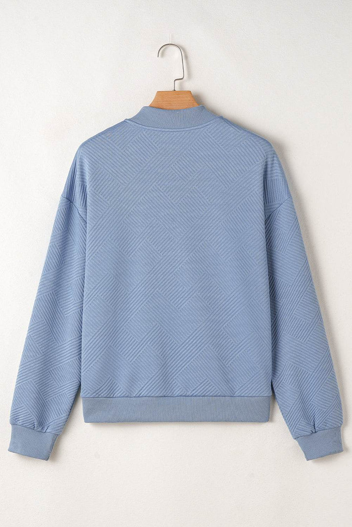 Myosotis Solid Textured Stand Neck Zipper Bomber Jacket - Fashion Queen -  11