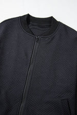 Load image into Gallery viewer, Myosotis Solid Textured Stand Neck Zipper Bomber Jacket - Fashion Queen -  25
