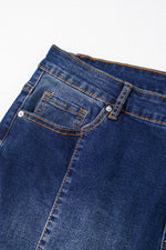 Load image into Gallery viewer, Navy Blue Plus Size Seamed Wide Leg High Waist Jeans - Fashion Queen -  13
