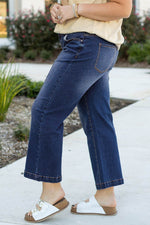 Load image into Gallery viewer, Navy Blue Plus Size Seamed Wide Leg High Waist Jeans - Fashion Queen -  3
