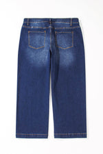 Load image into Gallery viewer, Navy Blue Plus Size Seamed Wide Leg High Waist Jeans - Fashion Queen -  8
