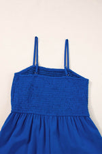 Load image into Gallery viewer, Navy Blue Spaghetti Straps Smocked Ruffled Wide Leg Jumpsuit - Fashion Queen -  9
