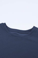 Load image into Gallery viewer, Navy Blue Textured Loose Fit T Shirt and Drawstring Pants Set - Fashion Queen -  12
