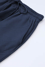 Load image into Gallery viewer, Navy Blue Textured Loose Fit T Shirt and Drawstring Pants Set - Fashion Queen -  8
