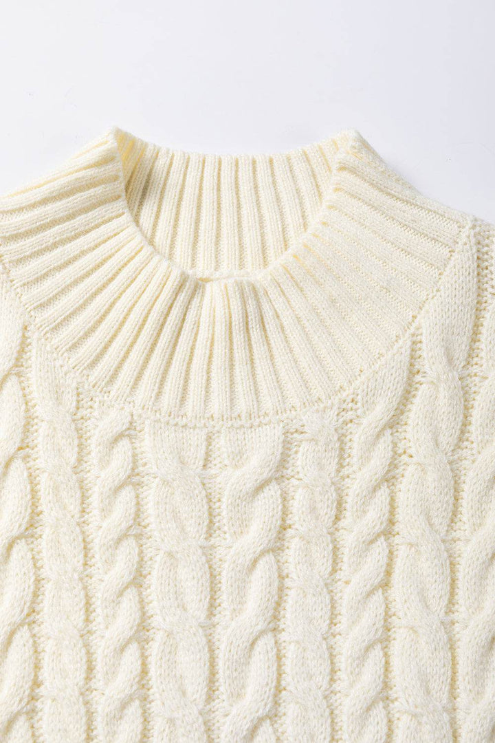 Oatmeal Cable Knit High Neck Sweater Vest - Fashion Queen -  13